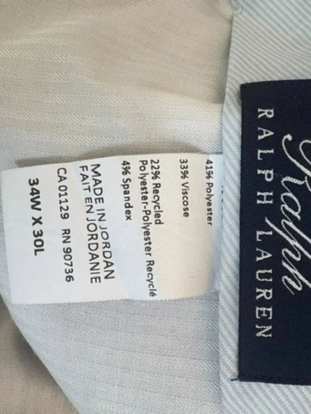 Lauren Ralph Lauren Men’s Dress Pants 34x30 Stretch Plaid Check Gray Blue Slacks